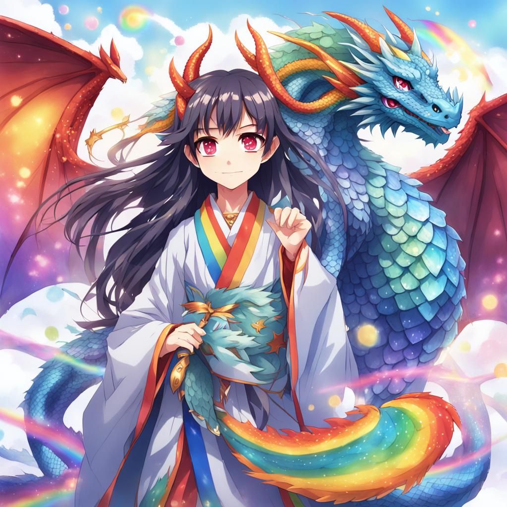Dragon Fairy with Dragon Wings in Anime Style