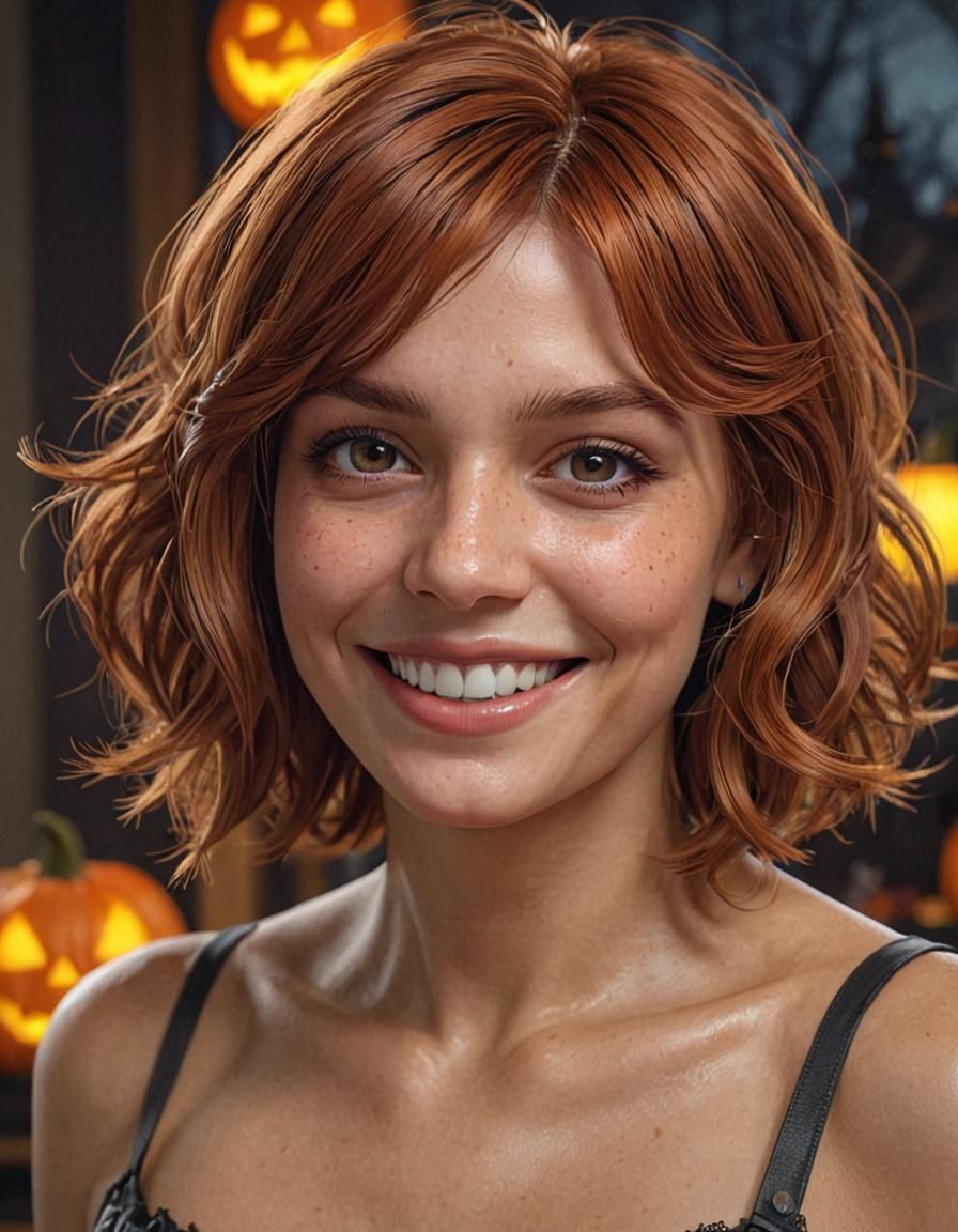 Woman in Halloween Costumes: Hyperdetailed Portrait