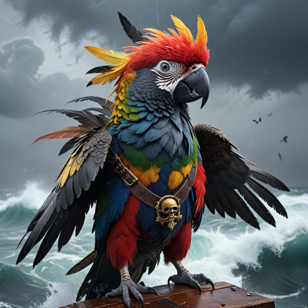 Stormy Seas Aerial View with Pirate Ship in Digital 3D