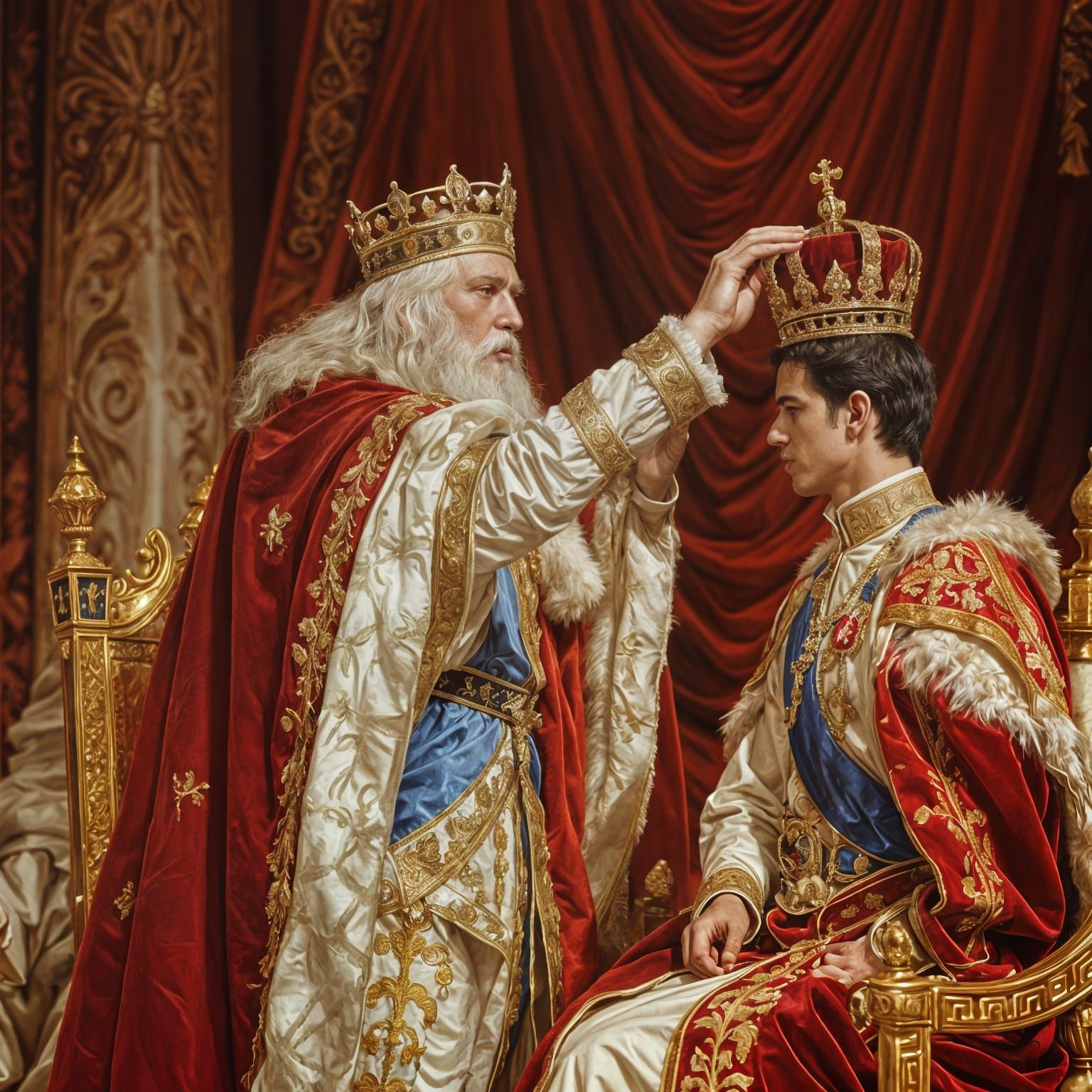 Roman King Crowns Prince in Realistic 1800s Painting