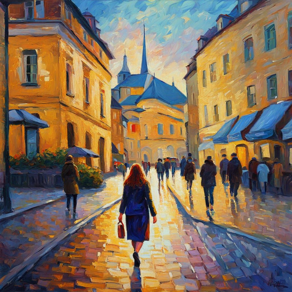 Vibrant Woman in Zagreb's Golden Light