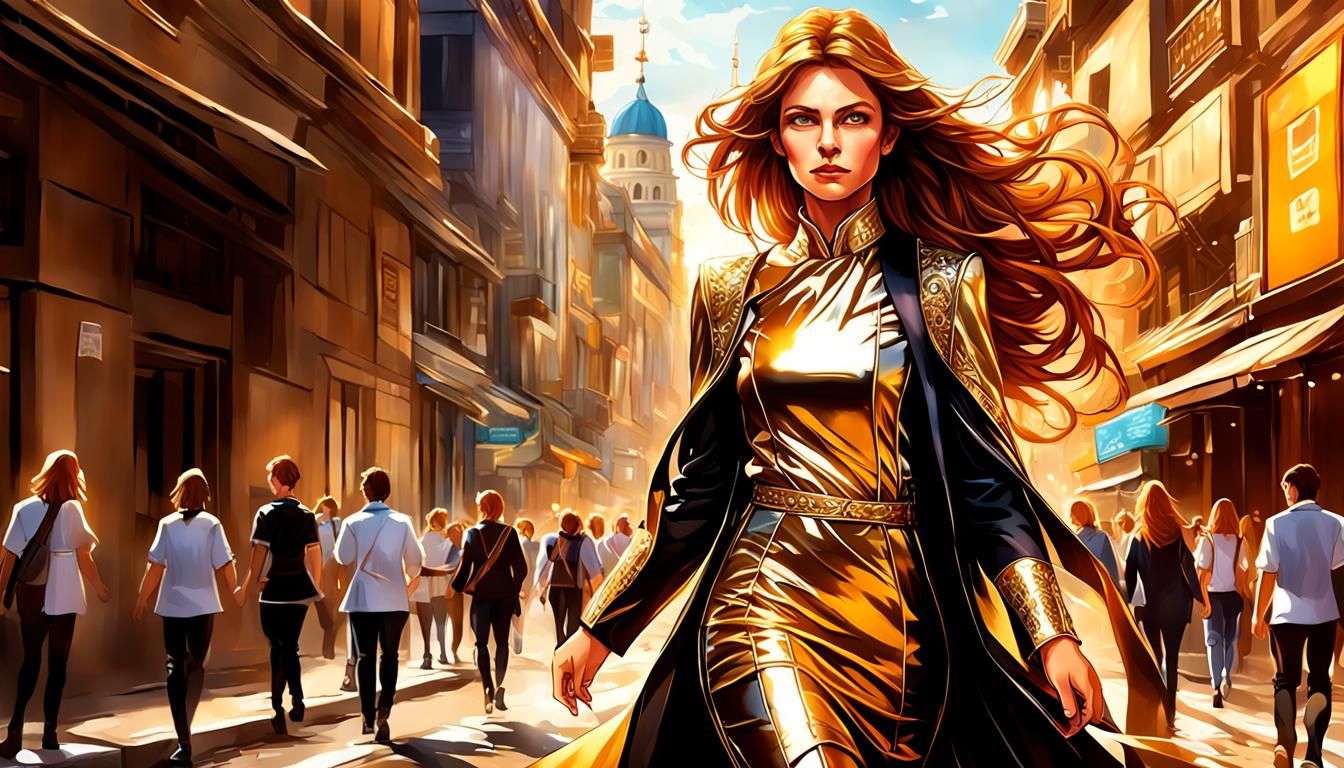 Glamorous Teacher Portrait in Cel-Shaded Hyperrealism