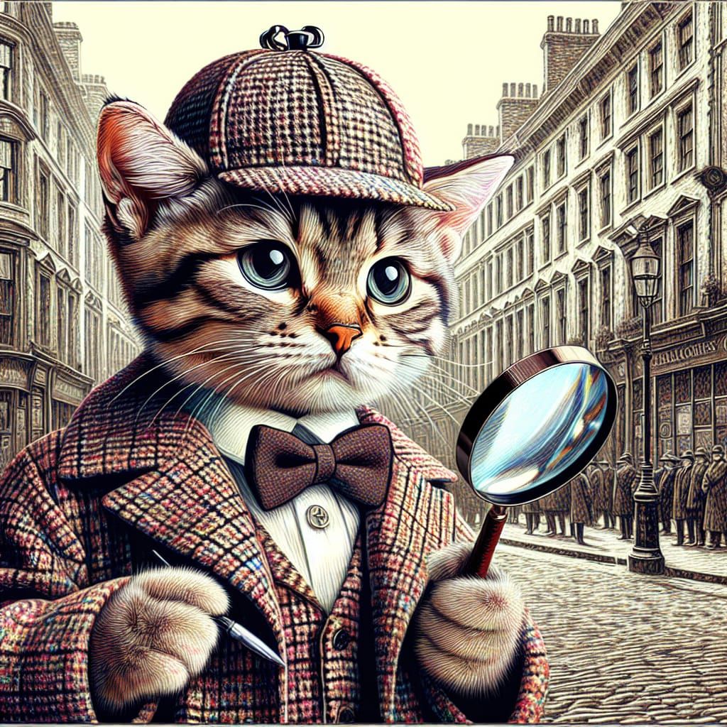 Tabby Cat Detective Searches for Clues in London