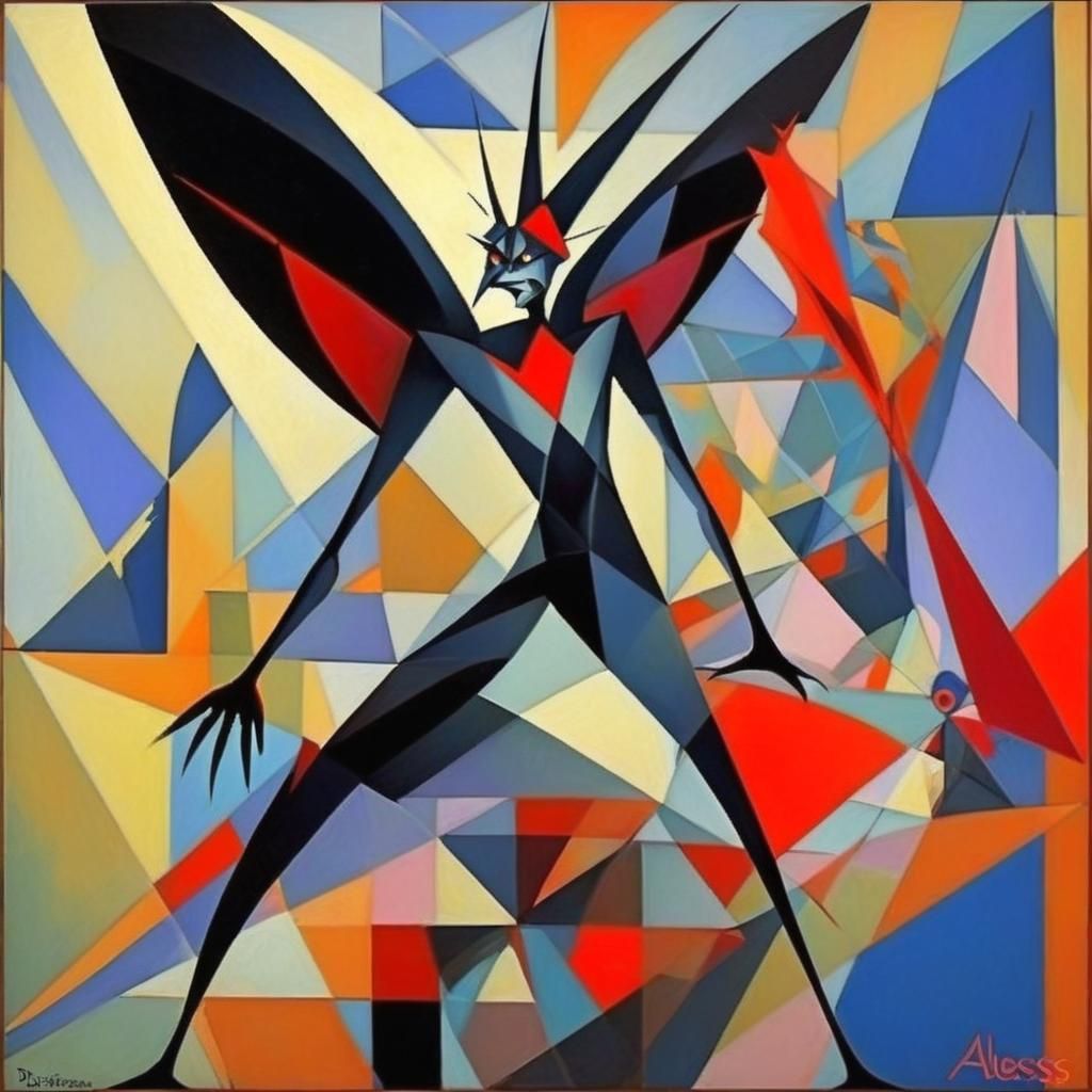 Mothman in Abstract Cubist Style