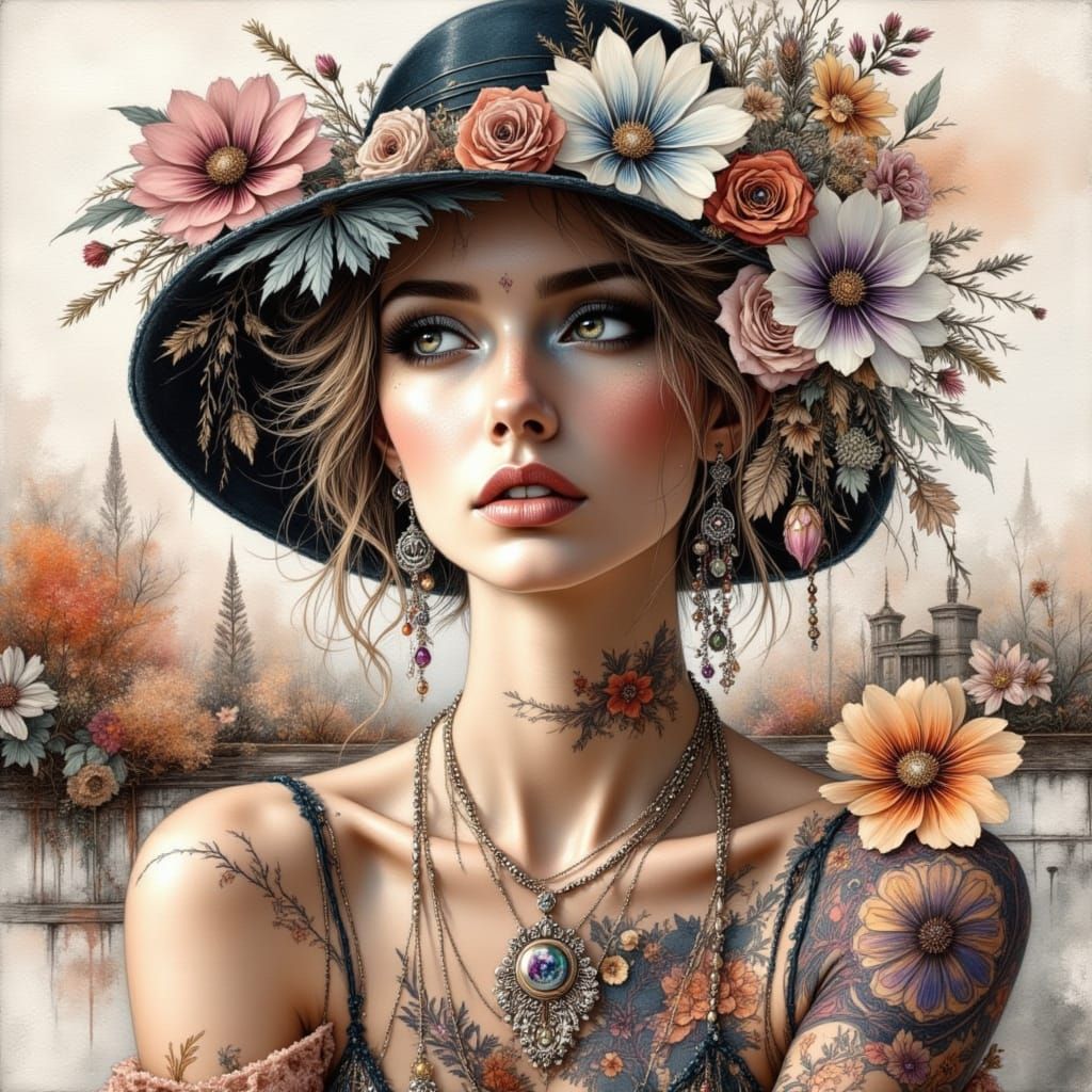 Impasto Cascade Hallucination in Mixed Media