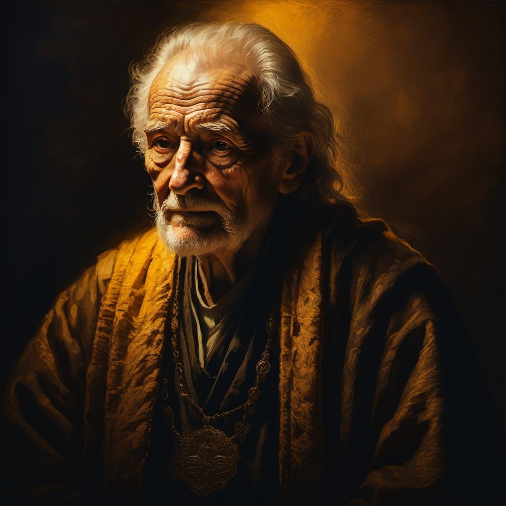 Rembrandt-Inspired Portrait of a Wise Elderly Sage