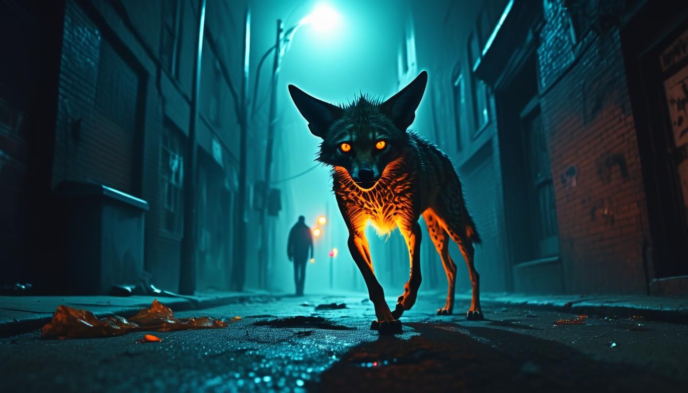 Surreal Jackal Man in Detroit Alley
