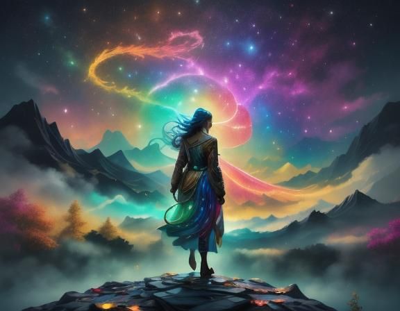 Rainbow Figure in Expressionist Splash Art