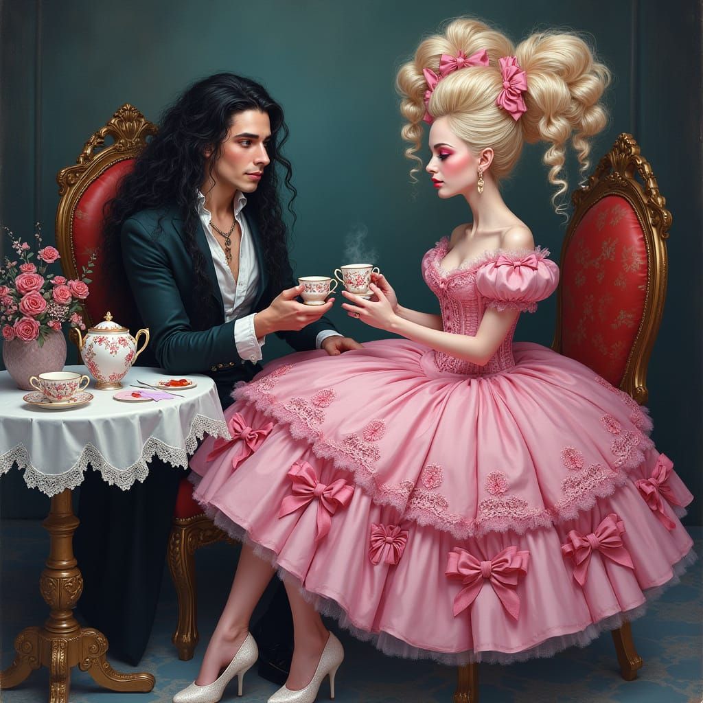 Vampire King's Whimsical Tea Service in a Dark Castle