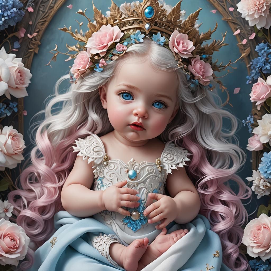 Goddess Holding Newborn Baby in Detailed Digital Art