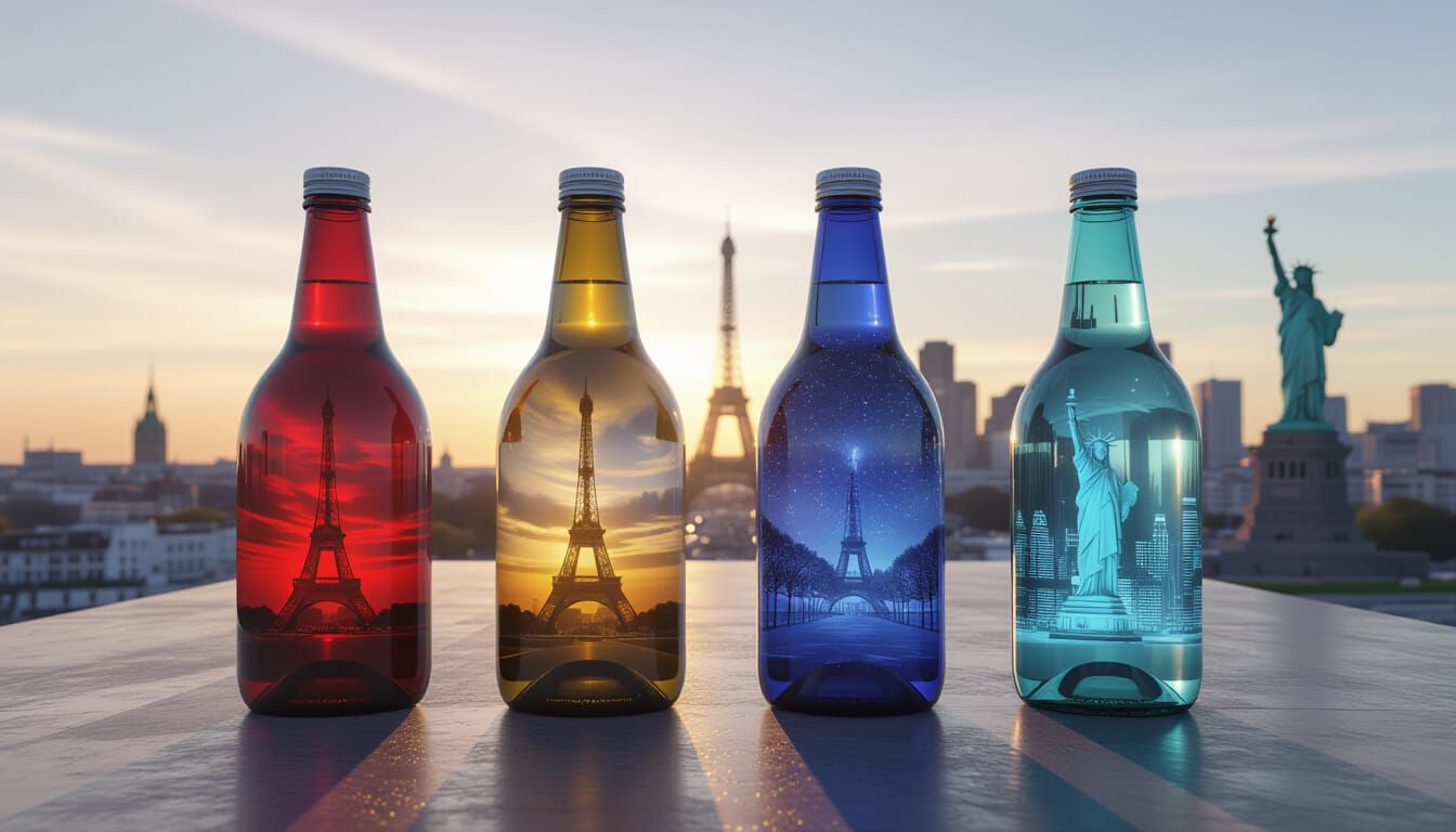 Four Seasons in Bottles: Futuristic Cityscapes