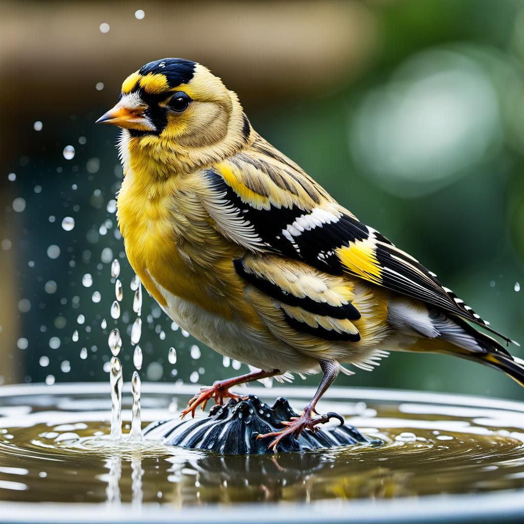 A Goldfinch in a Fountain