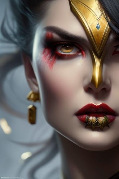 Medieval Warrior Portrait in Art Nouveau Style