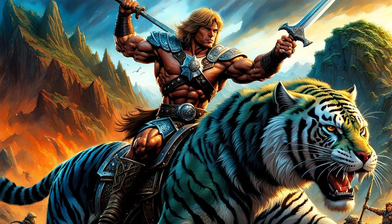 He-Man Rides Battle Cat in Hyperdetailed Fantasy Art