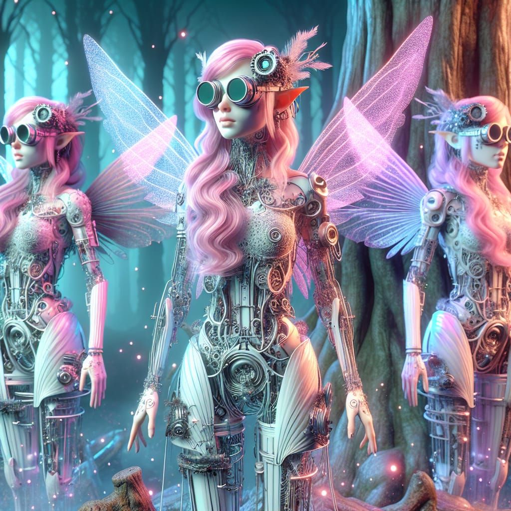 Ethereal Steampunk Fairies Emerge from Enchanted Forest