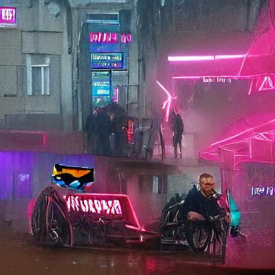 Cyberpunk Knight Ablaze in Neon Cityscape