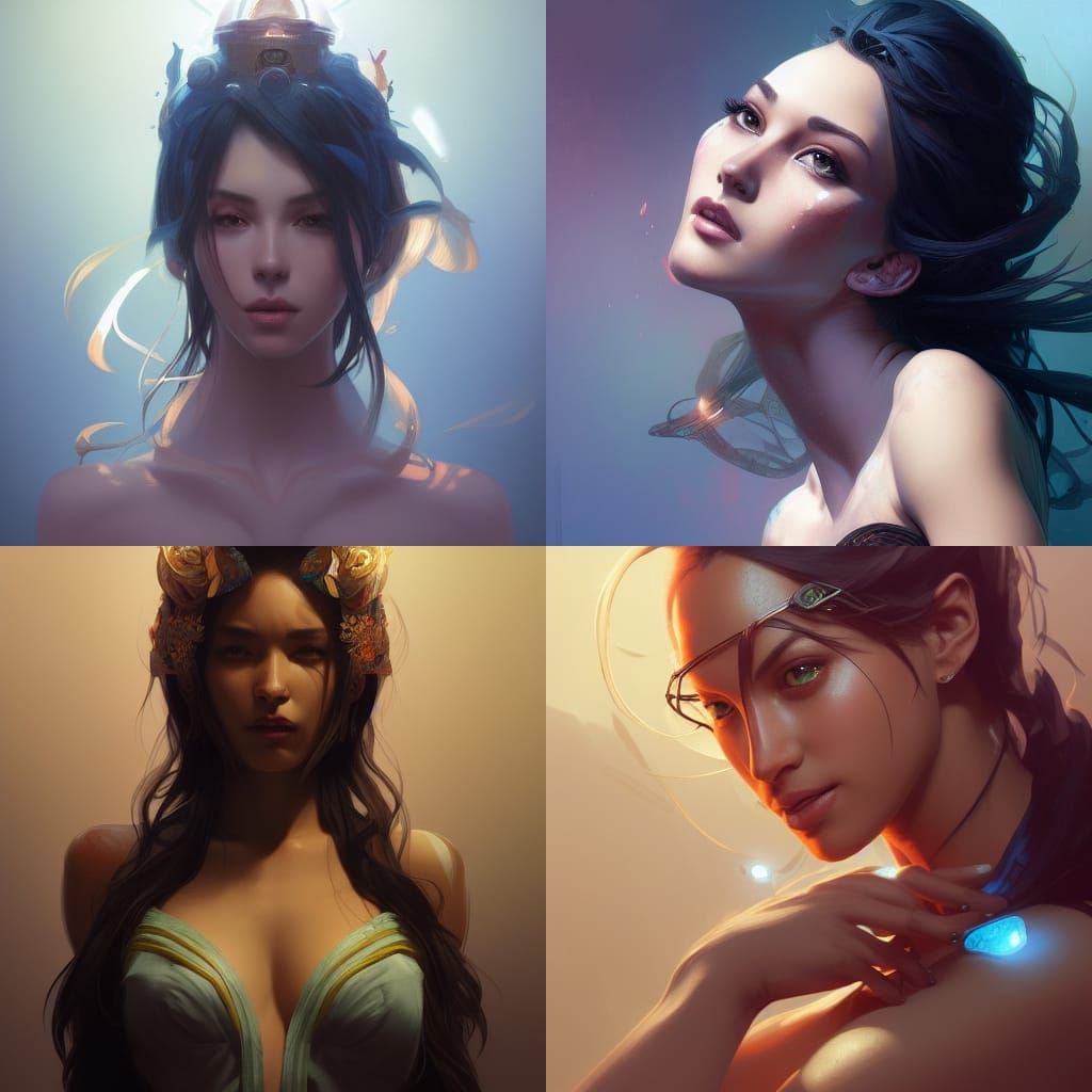 Detailed Portrait with Dynamic Lighting, Digital Art