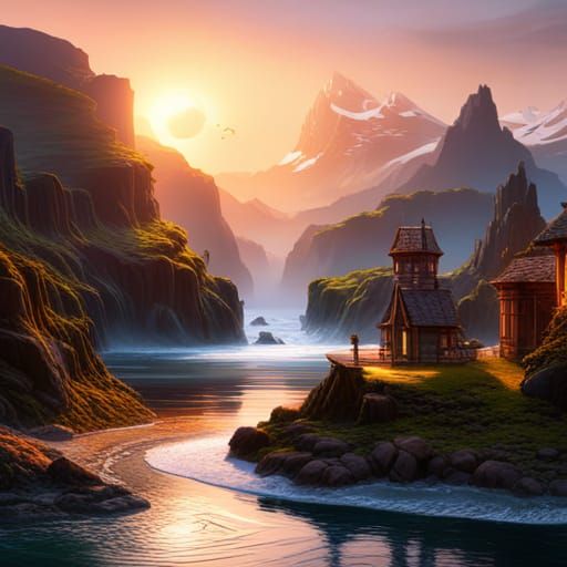 Fantastical Sunrise Concept Art in Deep Color