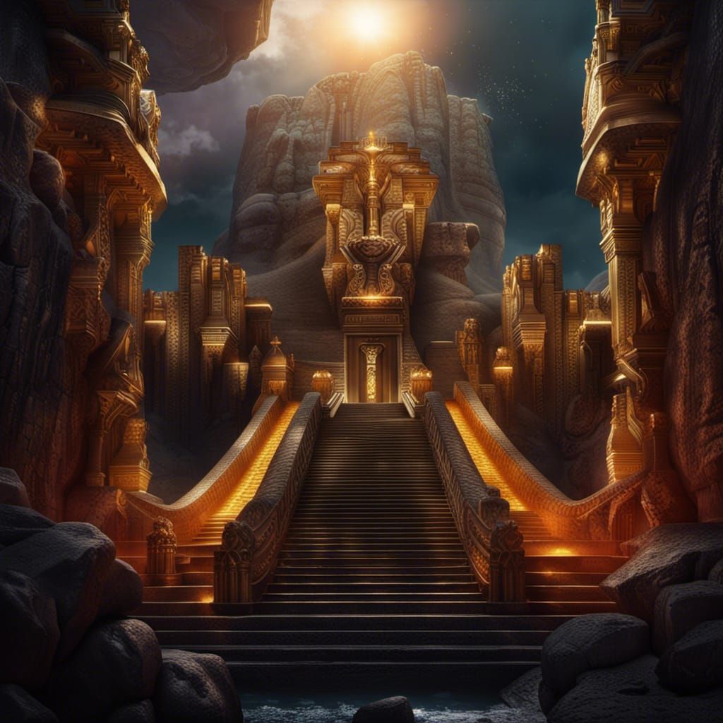 Hyperrealistic Temples of Atlantis, Egypt, and Babylon