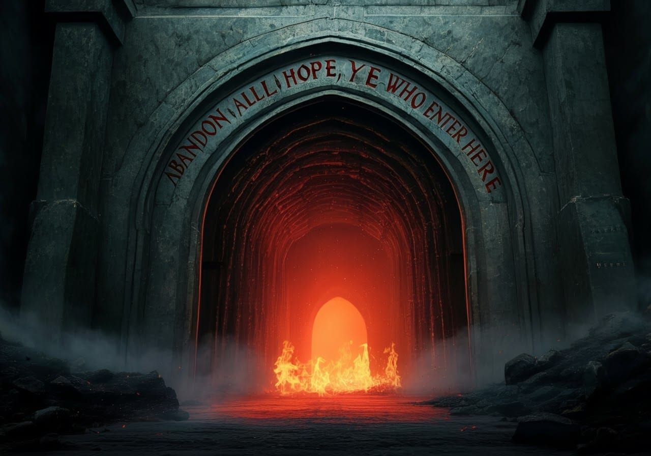 Ominous Gateway to Hell in Dark Surrealism