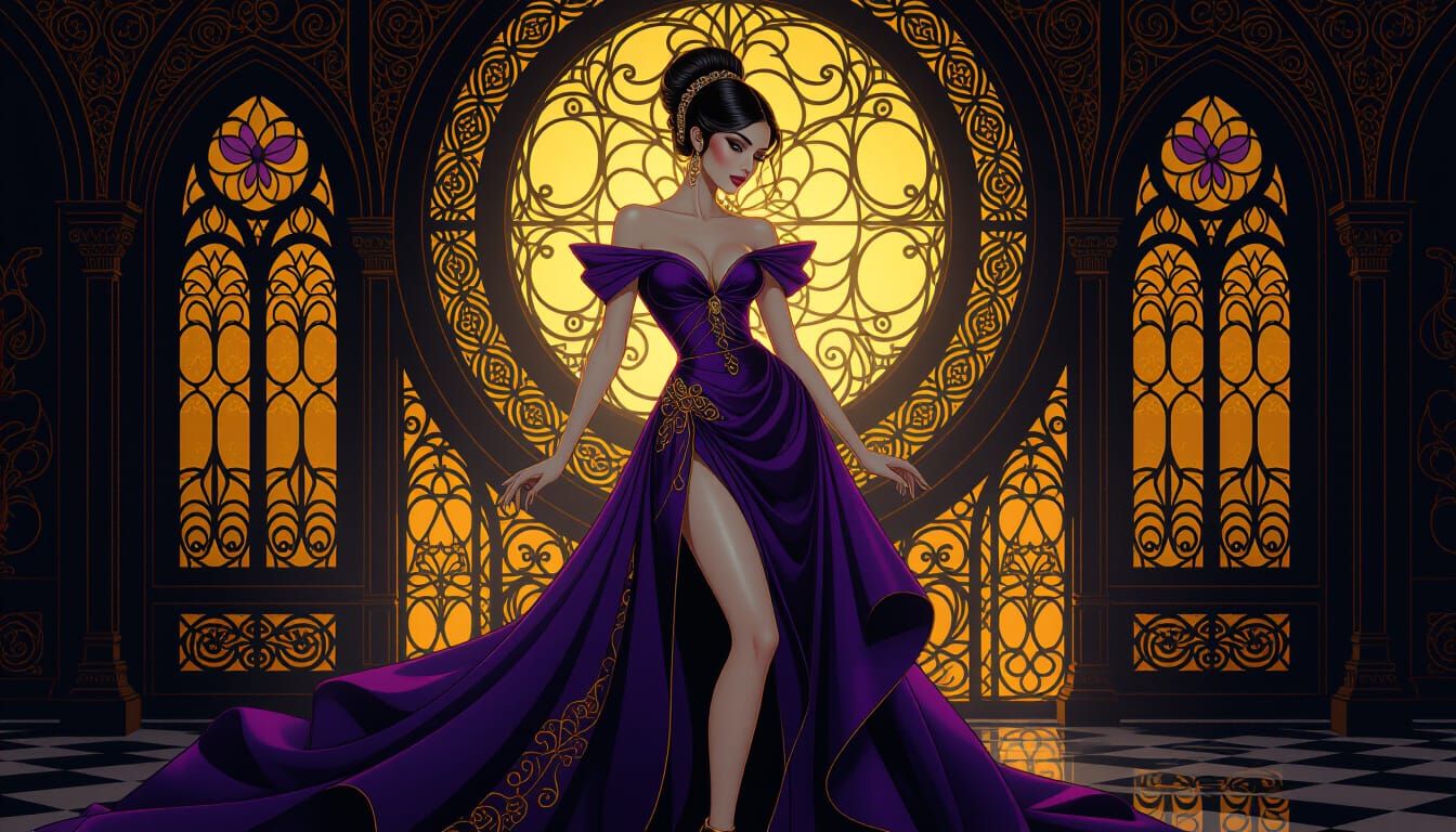 Magical Fashion Model in Dark Fantasy Art Style