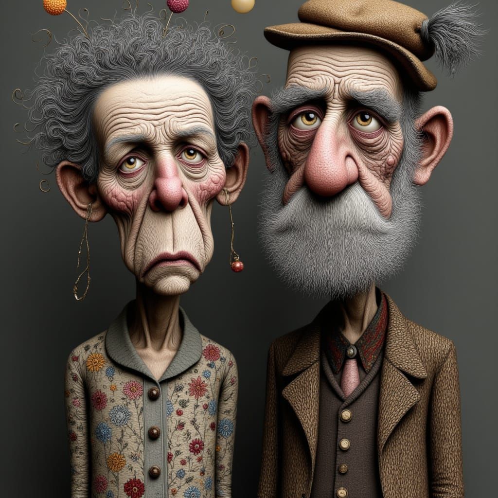 Grumpy Old Couple in Surreal Style