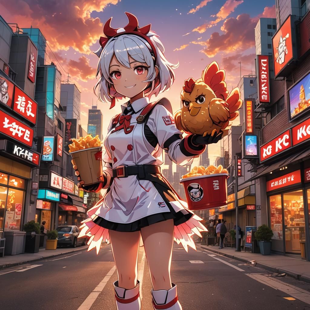 KFC Mascot as Magical Girl in Anime Style