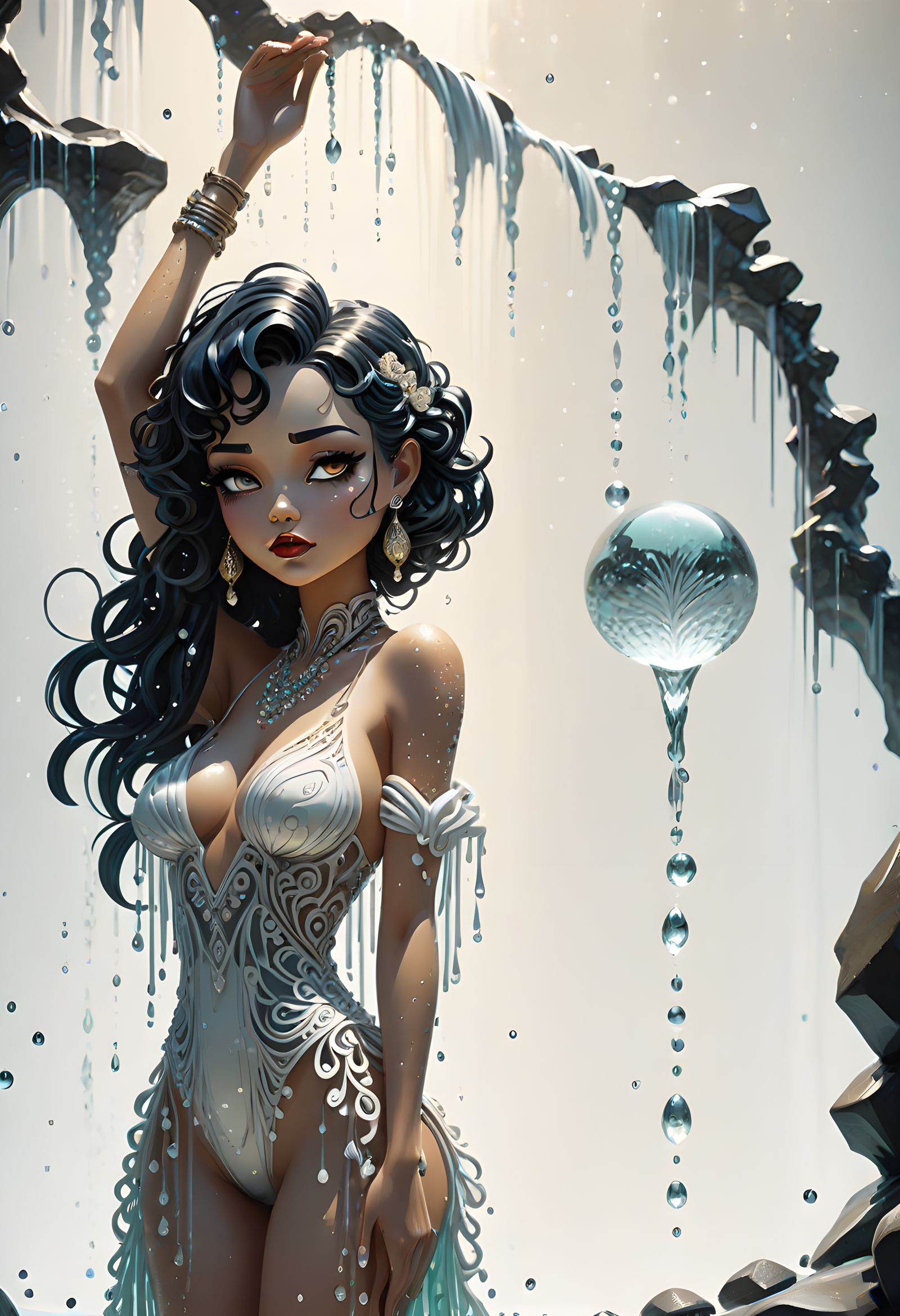 Glowing Island Goddess in Watercolor