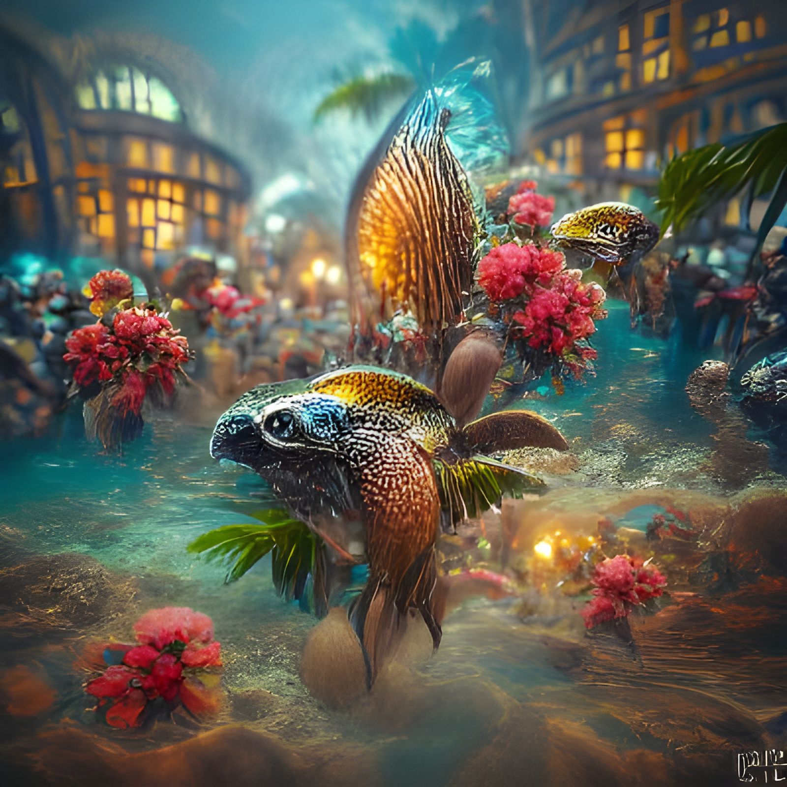 Steampunk Tropical Fish in Coral Reef