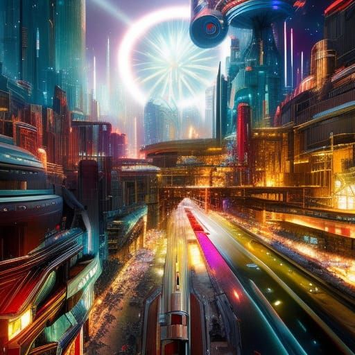 Dystopian Sci-Fi Fireworks by Murakami and Martiniere