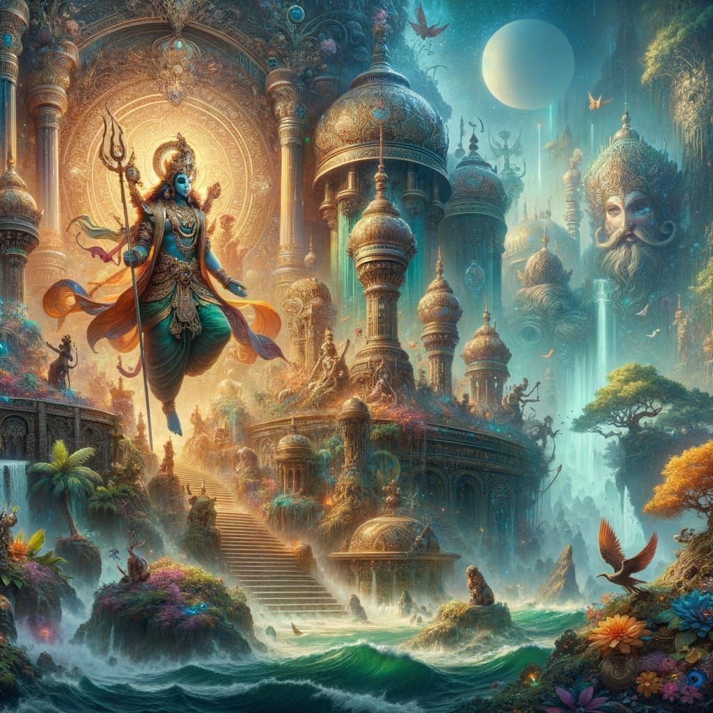Mahabharata Fantasy Scene in High-Quality Matte Painting
