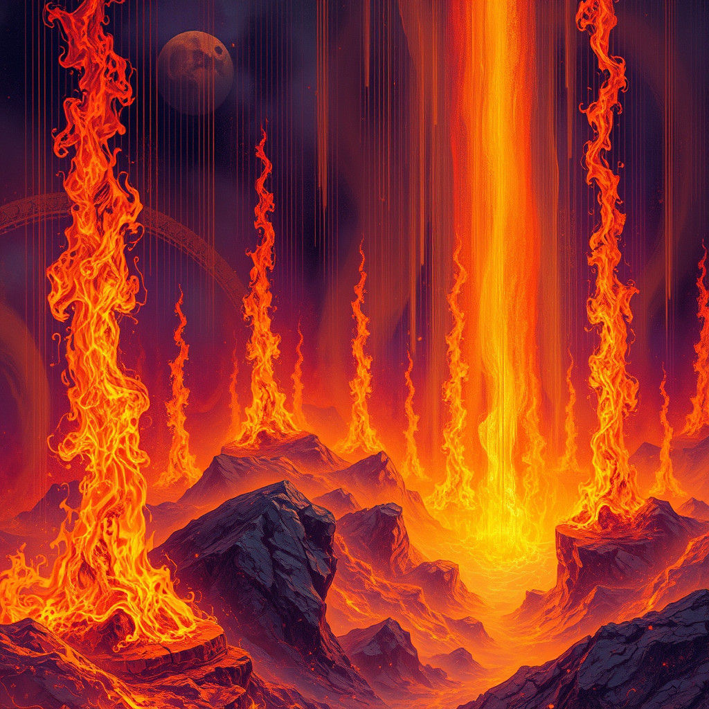 Ethereal Flames Engulfing a Surreal Landscape