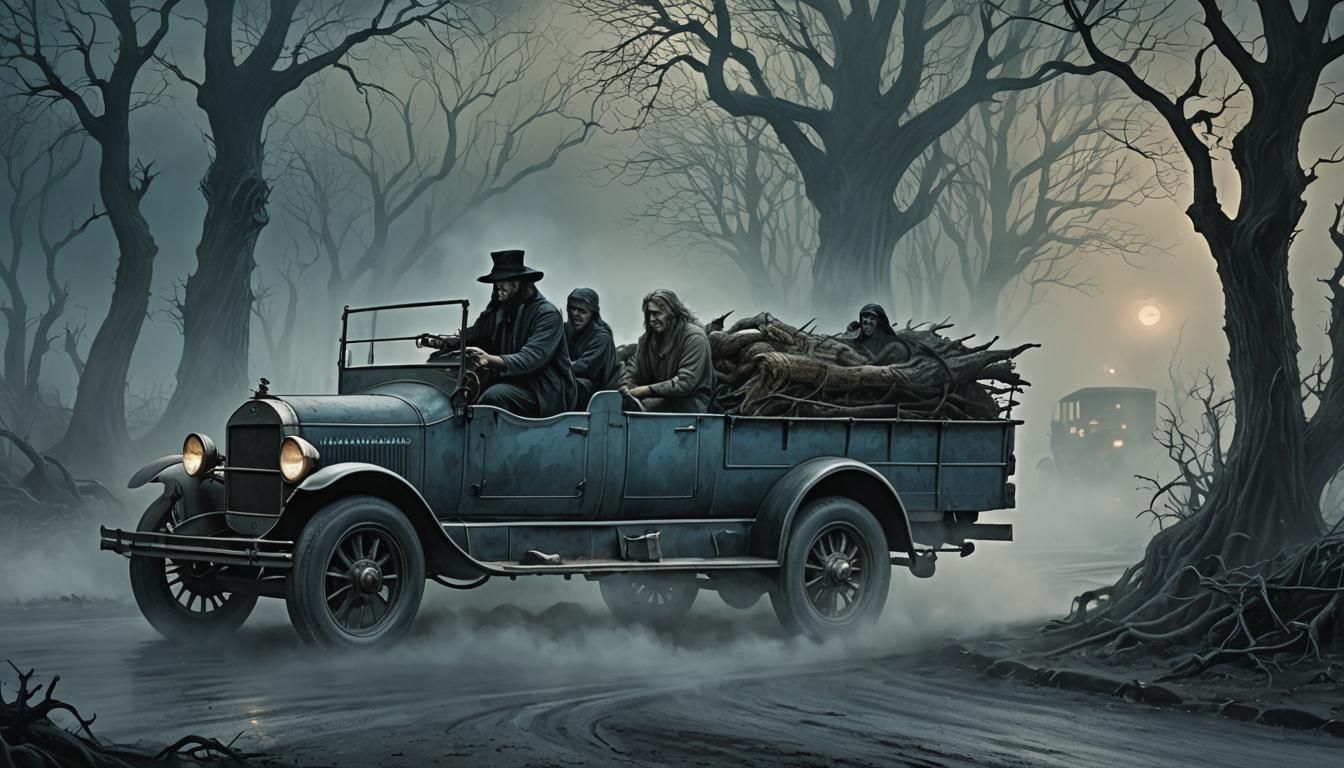 Ghostly Hitchhiker on a Desolate Road