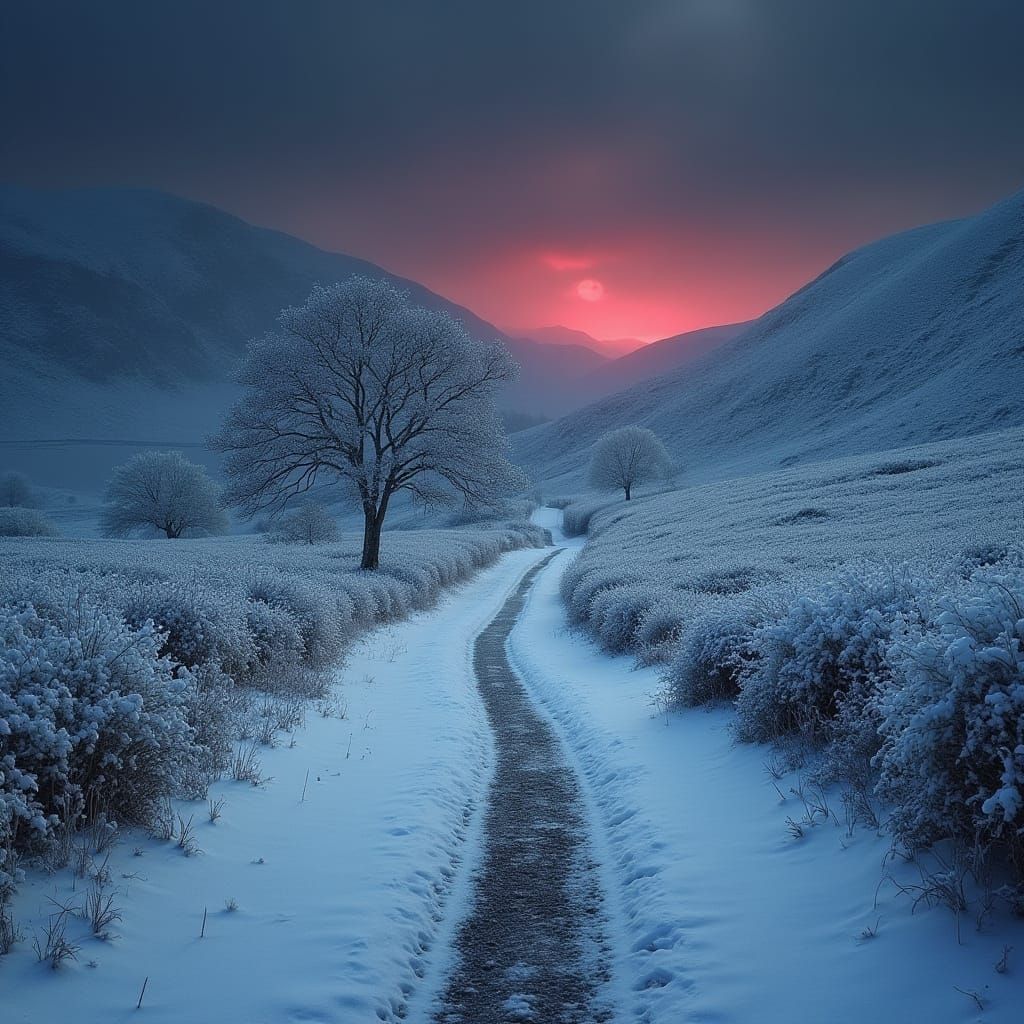 Snowy Derbyshire Countryside in Eerie Winter Calm