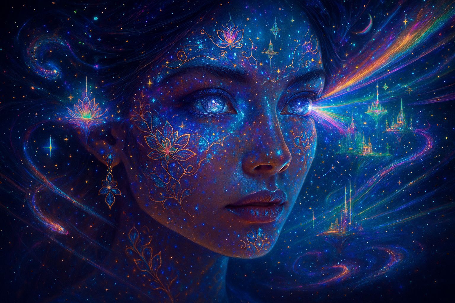 Starlight Woman: A Cosmic Sci-Fi Portrait