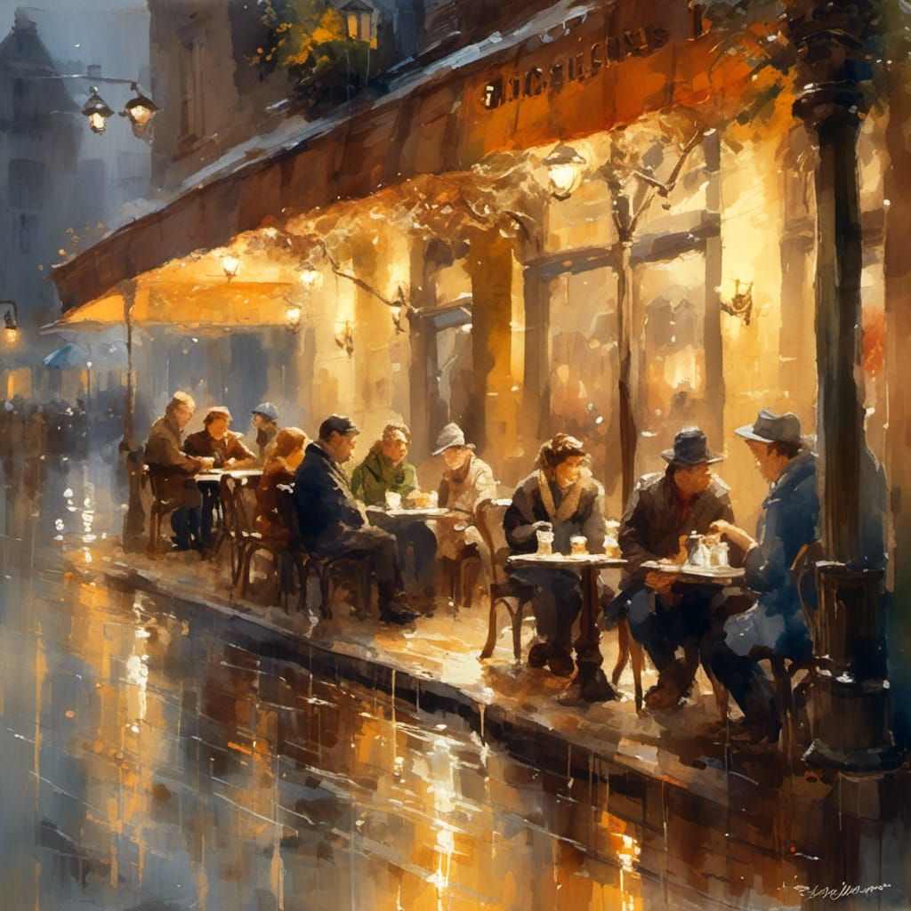 European cafe on a rainy day