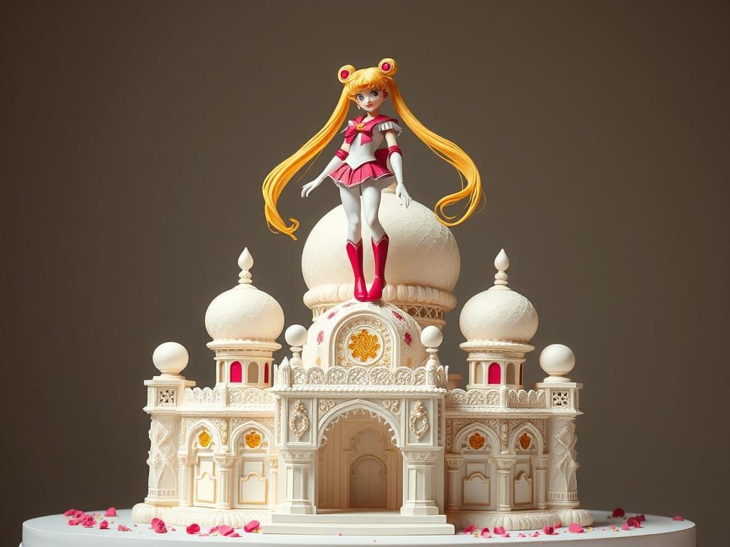Sailormoon Dominates a Whimsical Whipped Cream Palace
