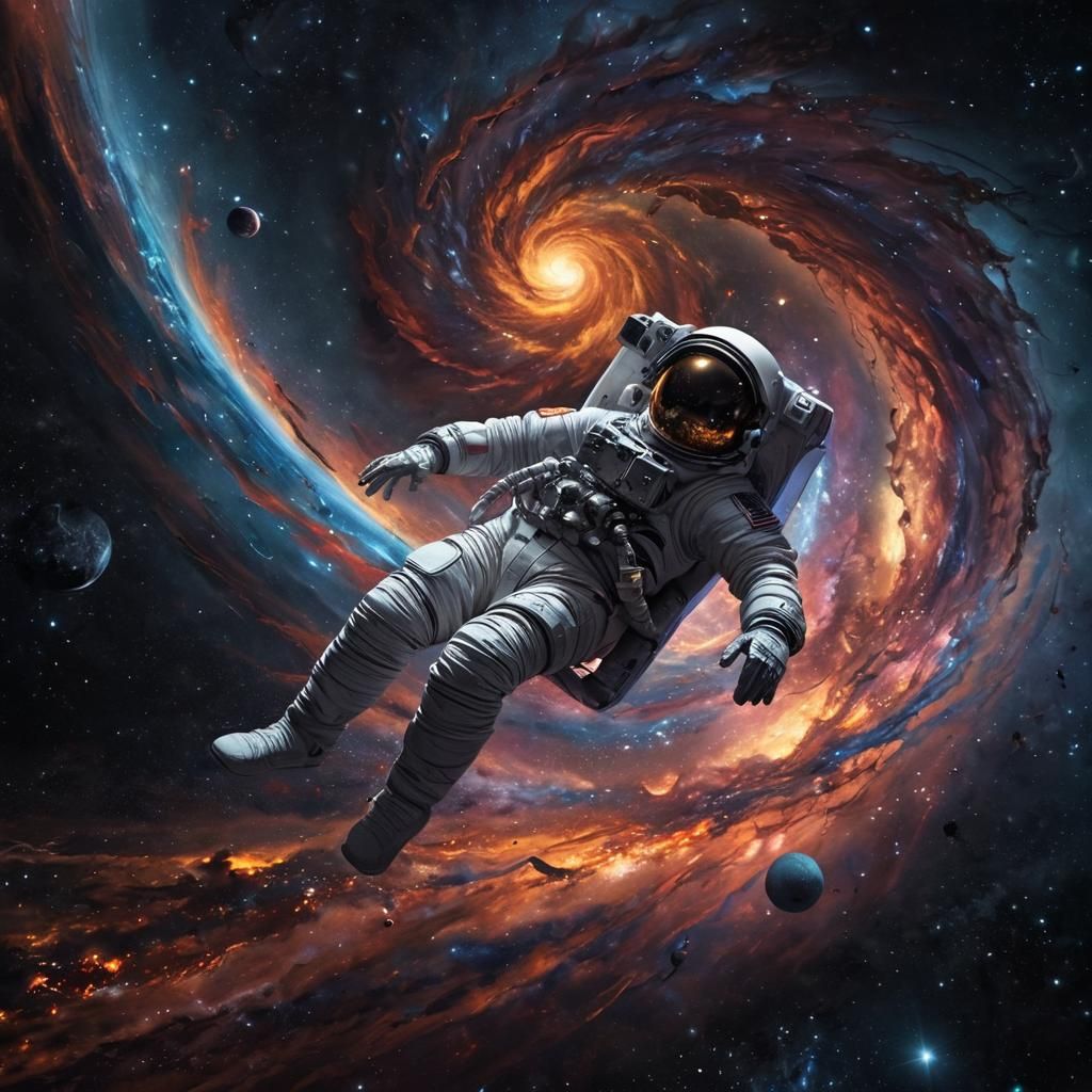 Astronaut Adrift in Space: Photorealistic Galaxy Art