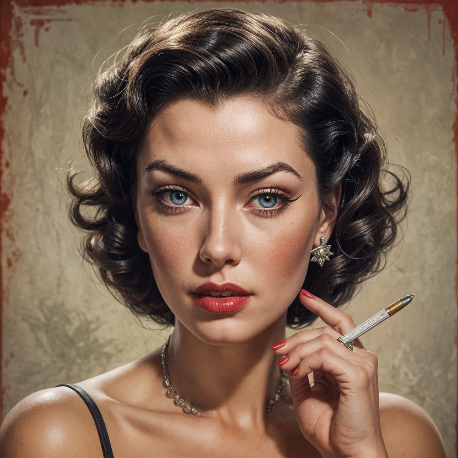 Femme Fatale Vixen Portrait in Art Nouveau Style