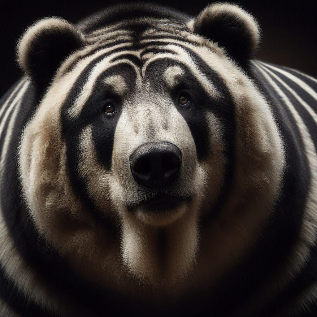 Concerned Kodiak Bear-Zebra in Black and White