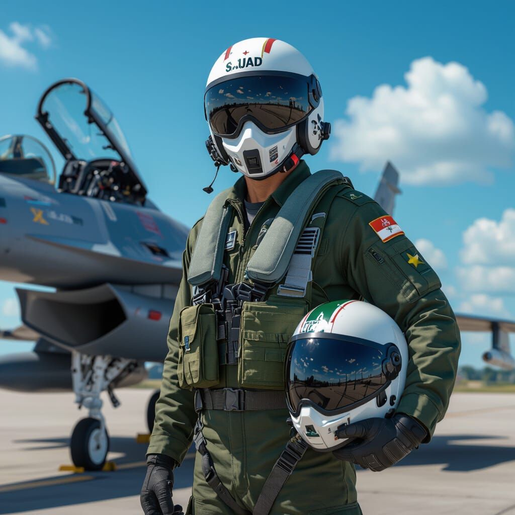 JF 17 Thunder Pilot on Tarmac in Photorealistic Style