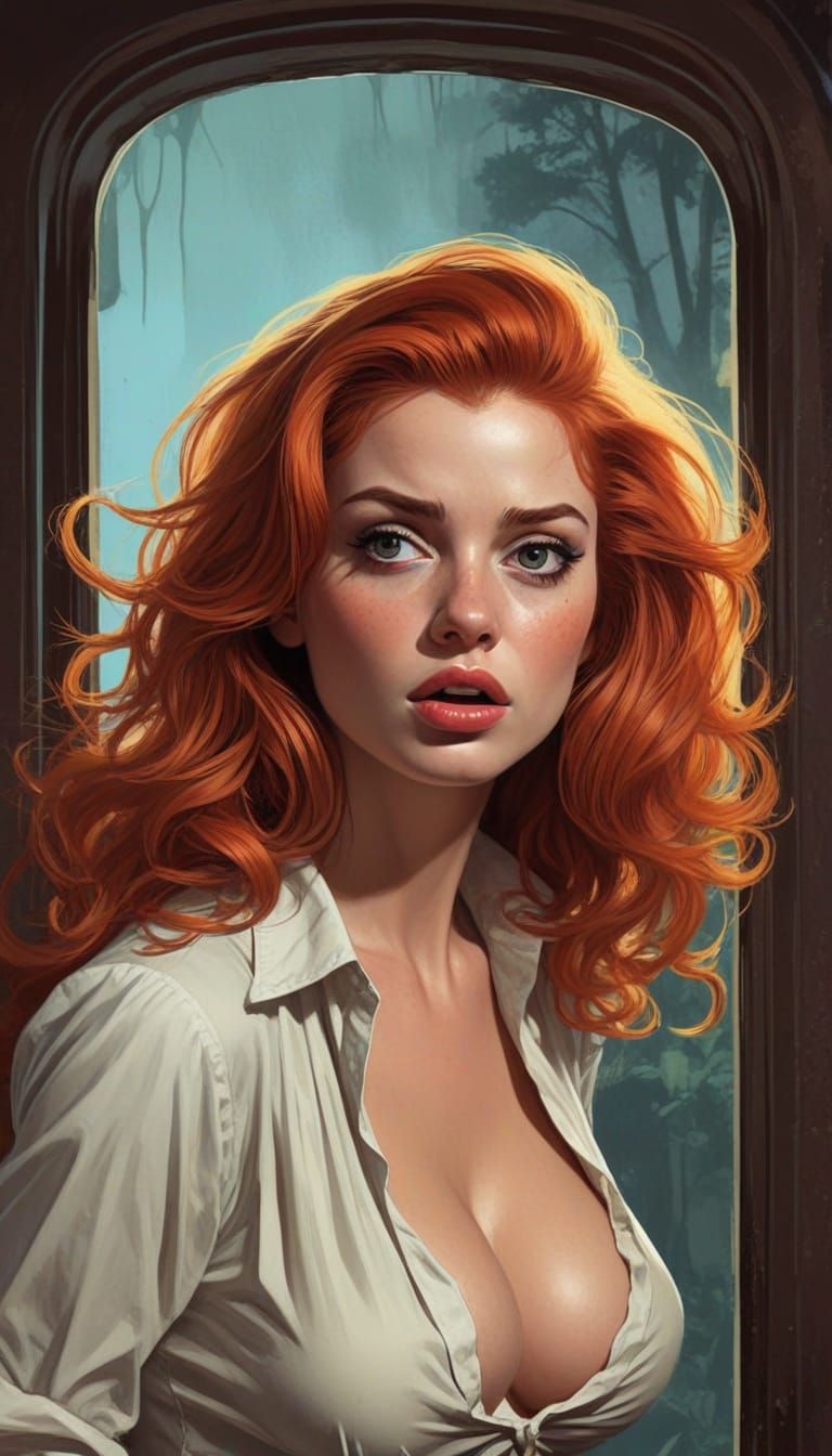 MAD Magazine Style Damsel in Distress Art