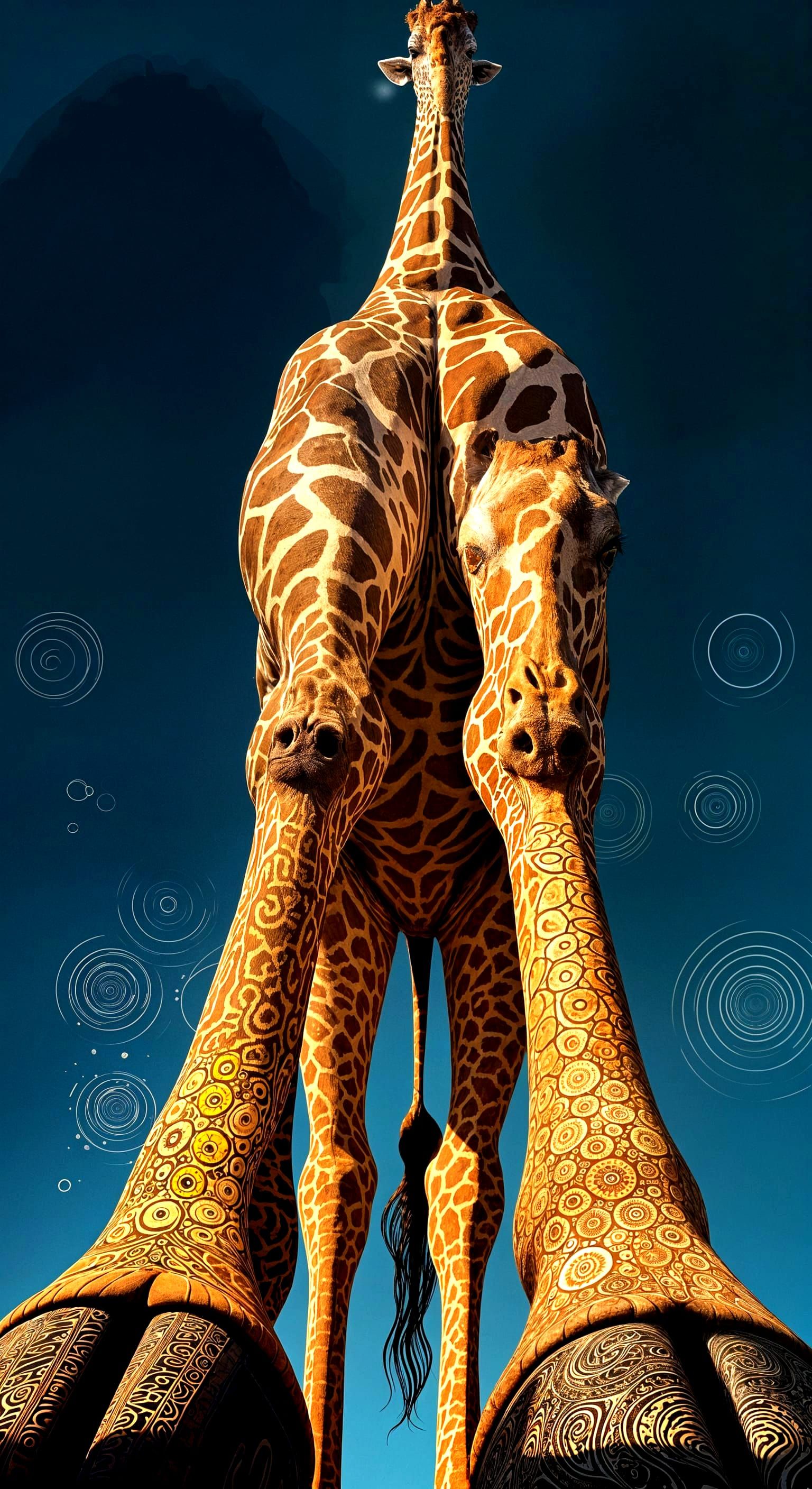 Ethereal Giraffe Ascends in Dynamic, Fractal Skin Design