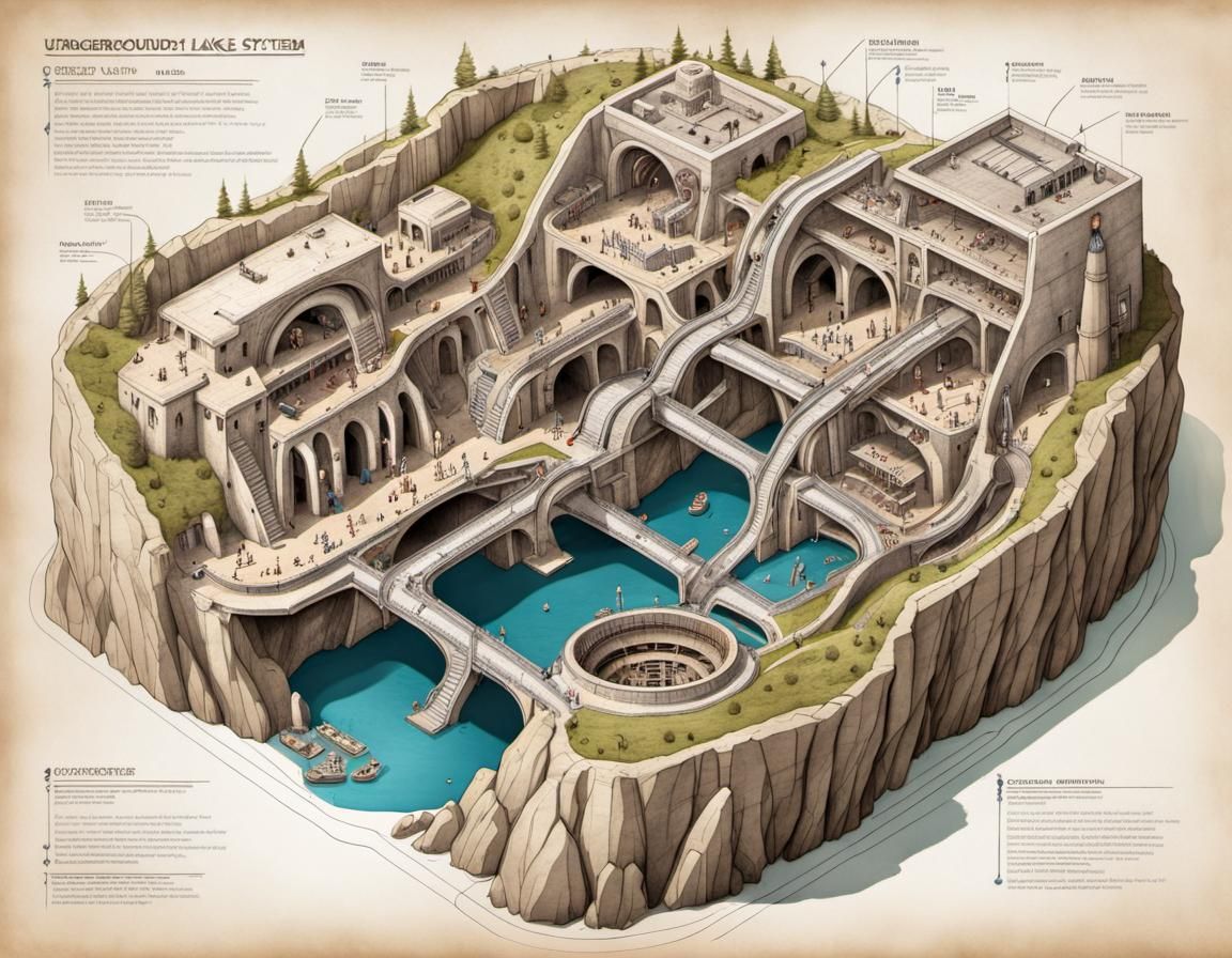 Detailed Isometric Diagram of Underground City