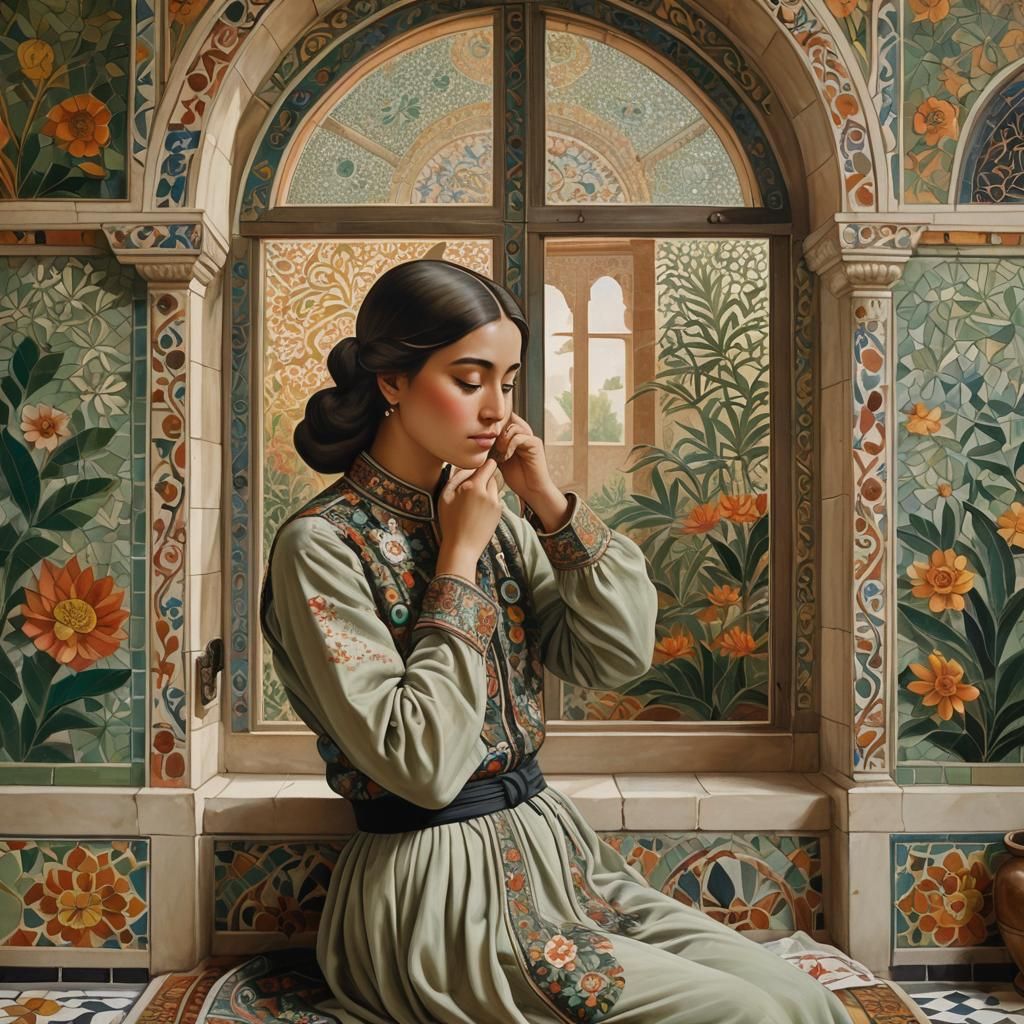 Folk Art Girl in an Orientalist Palace