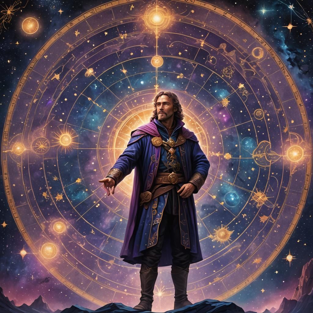 Cosmic Fantasy Illustration: Klaus and the Celestial Map