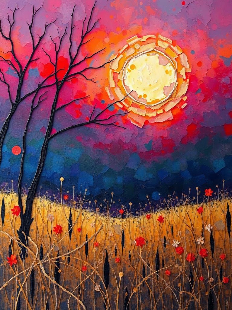 Twilight Landscape in Expressionist Impasto Style