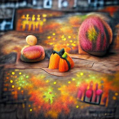 Colorful Bokeh Chalk Art of Autumn Pumpkins
