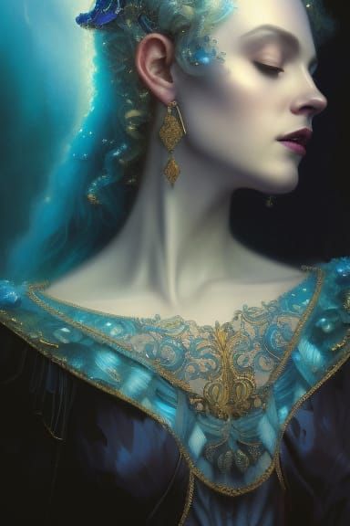 Renaissance Princess with Sapphire Diadem, Digital Art
