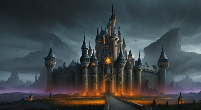 Epic Fantasy Castle in Digital Matte Painting Style